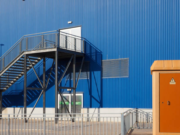 istock Metallic stairs outside a warehouse 1251359388
