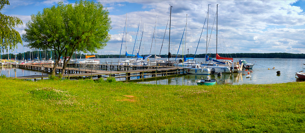 Vacations in Poland - sailing boats in the marina in Czaplinek on the Drawsko lake, west pomeranian voivodeship
