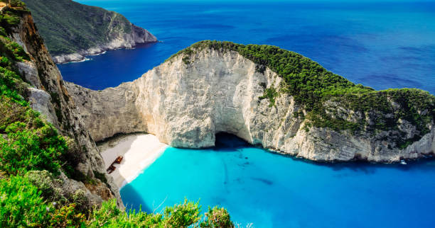 bela lanscape da ilha zakinthos - zante - fotografias e filmes do acervo