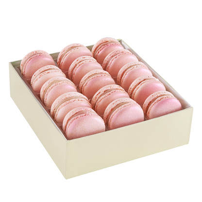Strawberry flavored French macarons.