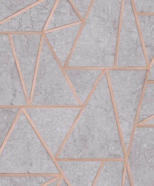 Grey marbled wallpaper texture with geometrical triangular rose gold pattern Grey marbled wallpaper texture with geometrical triangular rose gold pattern golden roses stock pictures, royalty-free photos & images