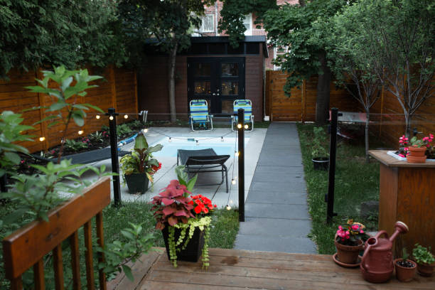 istock Back yard with a small swimming pool 1251371750