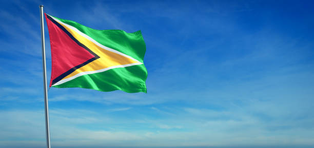 die nationalflagge von guyana - flag of guyana stock-fotos und bilder