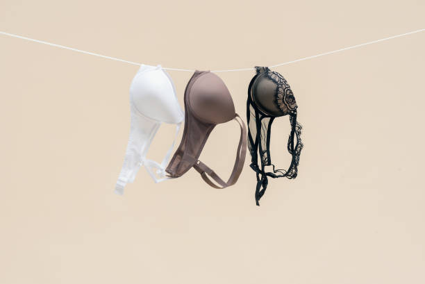 Female underwear on the rope. stock photo