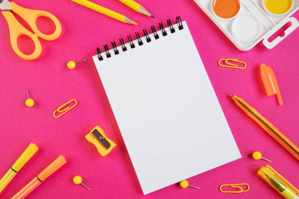 istock Concept back to school. School stationery flat lay 1251380428