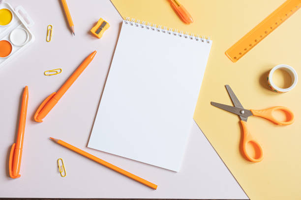 istock Concept back to school. School stationery flat lay 1251380459