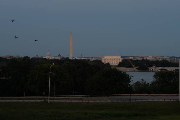 A sunset over Washington D.C seen from Arlington, Virginia