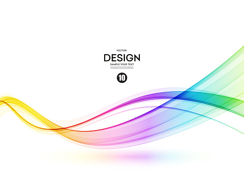 Abstract shiny spectrum multicolor wave design element on white background. Gologram, rainbow color