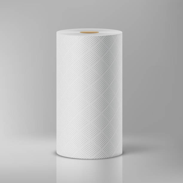 White paper towels in a package on a gray background. Vector illustration White paper towels in a package on a gray background. Vector illustration paper towel stock illustrations