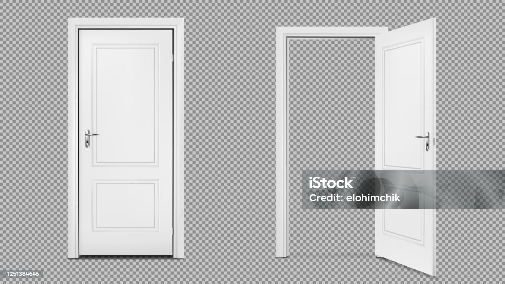 Open and close realistic door isolated on transparent background Door stock vector