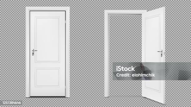 Open And Close Realistic Door Isolated On Transparent Background Stock Illustration - Download Image Now