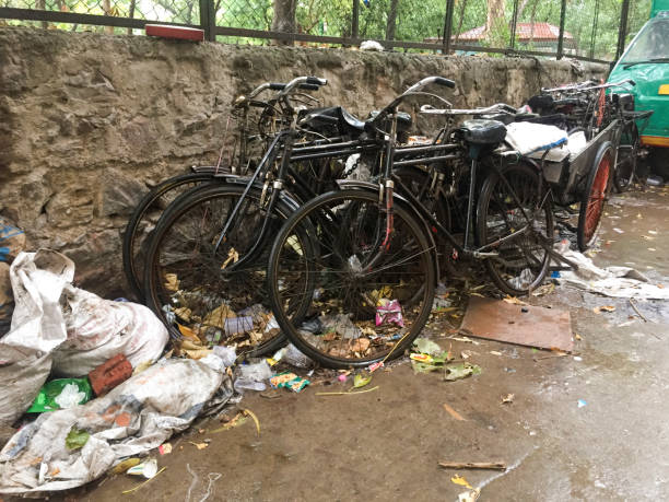 istock Indian pollution free cycle in rain 1251384695