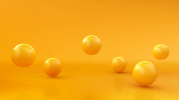 illustrations, cliparts, dessins animés et icônes de fond abstrait avec sphères 3d dynamiques. des bulles jaunes. illustration vectorielle des boules brillantes. conception moderne de bannière à la mode - sphere