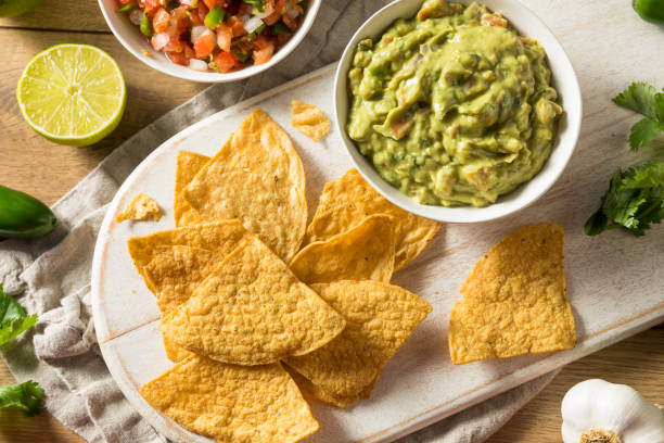 istock Homemade Tortillas Chips with Salsa and Guacamole 1251390541