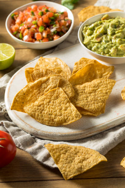istock Homemade Tortillas Chips with Salsa and Guacamole 1251392447