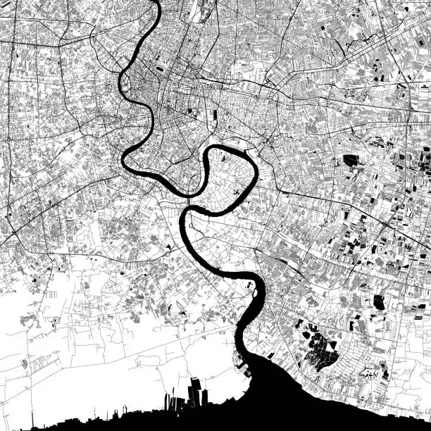 Vector illustration of Bangkok, Thailand Vector Map