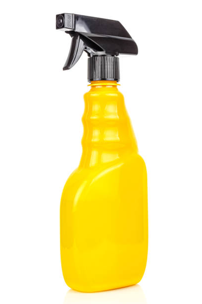 istock Bright yellow pulverizer isolated on white background close-up 1251400243