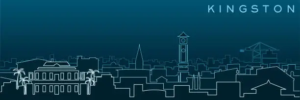 Vector illustration of Kingston Multiple Lines Skyline and Landmarks