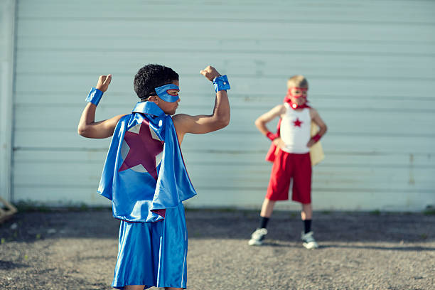 super zespołu - superhero child partnership teamwork zdjęcia i obrazy z banku zdjęć