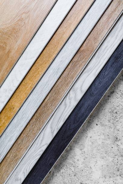 laminate flooring planks variations on concrete floor