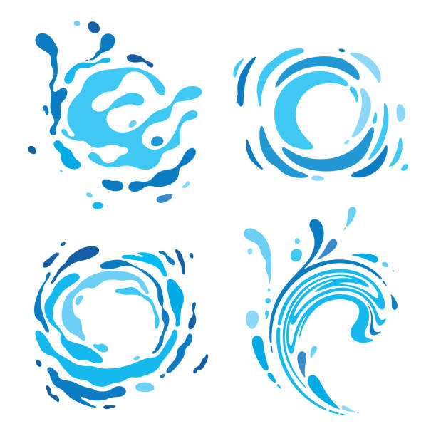 illustrations, cliparts, dessins animés et icônes de éléments de conception de l’eau - water wave drop splashing