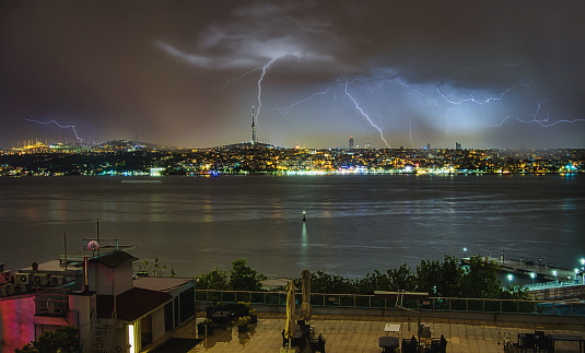 Istanbul skyline lightning