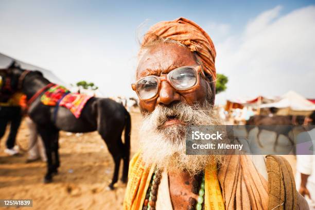 Indian Alter Mann Pushkar Fair Indien Porträt Stockfoto und mehr Bilder von Indien - Indien, Porträt, Indische Kultur