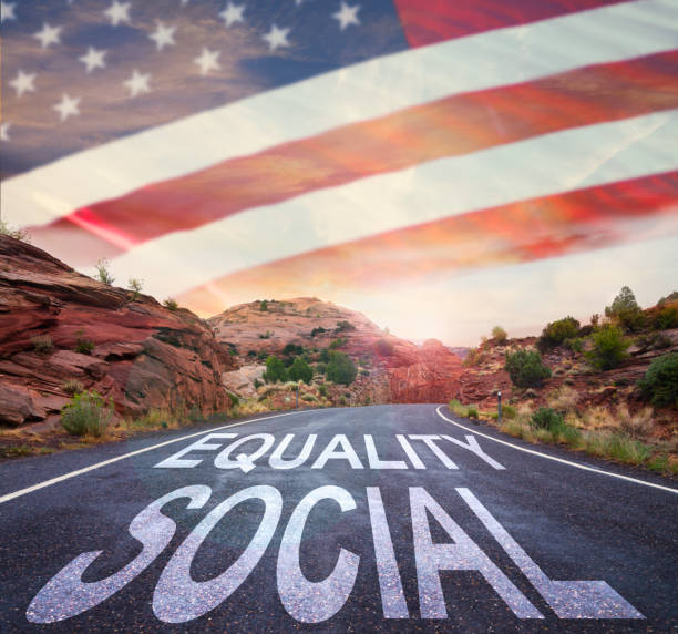 istock Social Equality Road Sign with US flag 1251419961