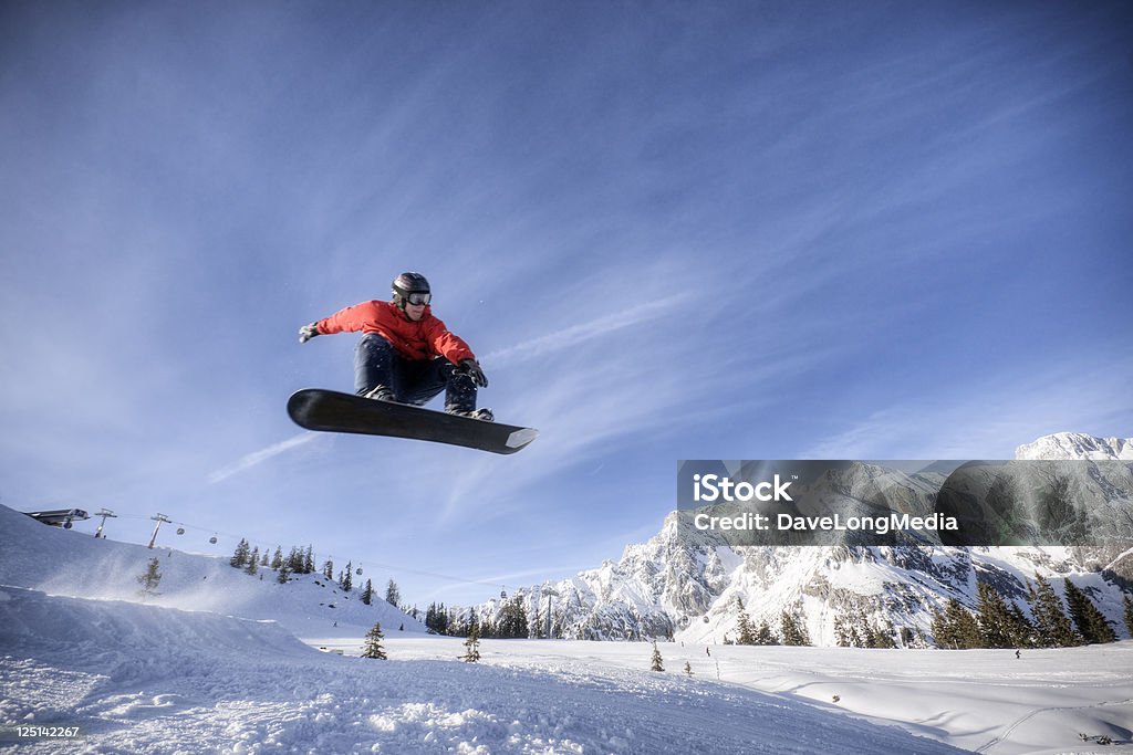 Snowboarder in Midair - Lizenzfrei Snowboard Stock-Foto