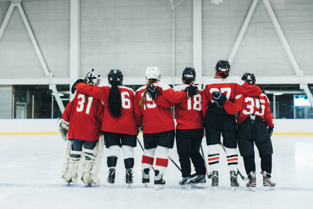 여자 아이스하키 팀 초상화 - womens ice hockey 뉴스 사진 이미지