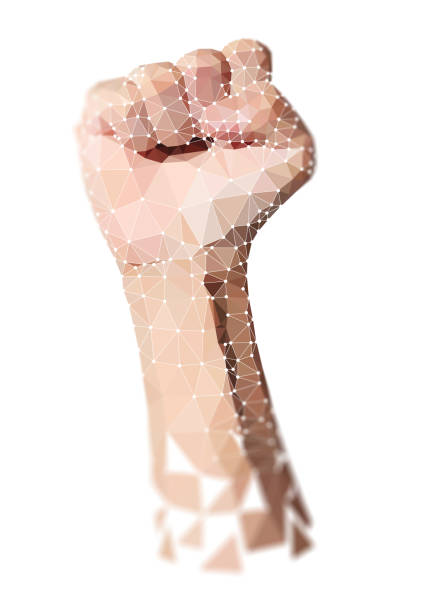 istock Polygon of High Tech Hand Raised Fist on White Background 1251423204