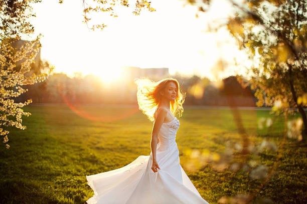 Woman in Wedding Dress stock photo
