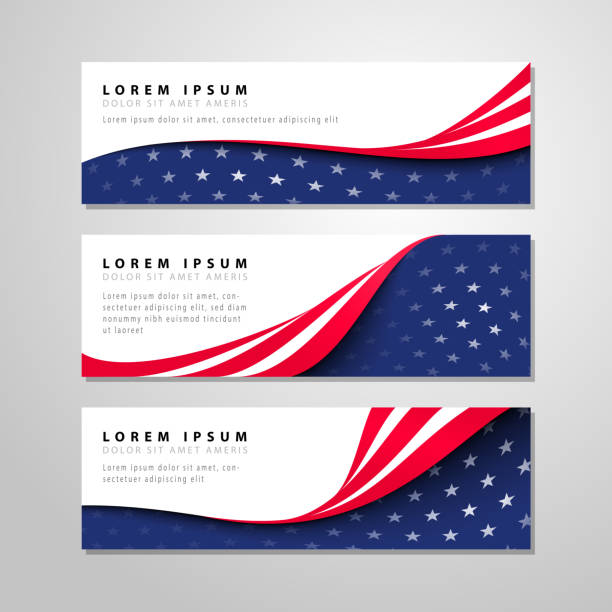 american banner rectangular abstract american flag patriotism banner copy space template design patriotism illustrations stock illustrations