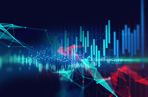 Grafik Investasi Pasar Saham Pada Latar Belakang Abstrak Angka 3d