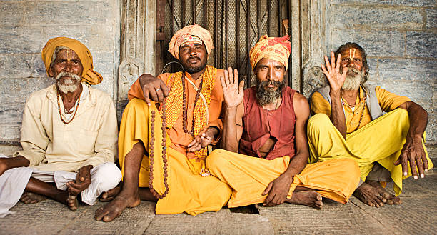 istock Sadhu - indian holymen sitting in the temple 125143487