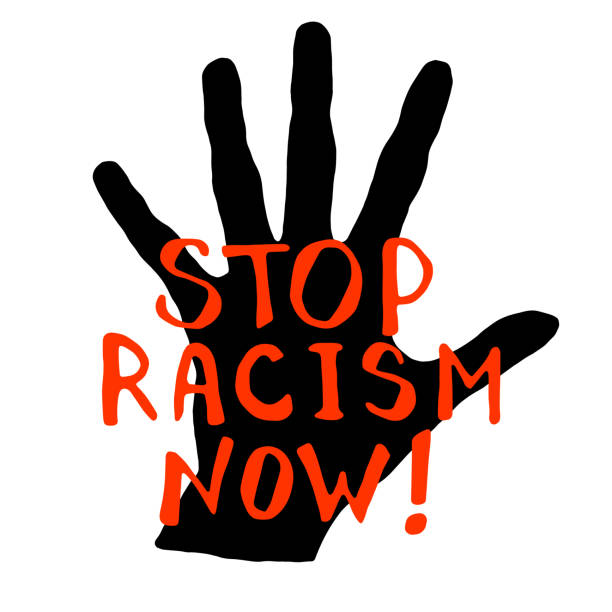 istock Stop racism - vector lettering doodle handwritten on theme of antiracism, protesting against racial inequality and revolutionary design. For flyers, stickers, posters 1251436809