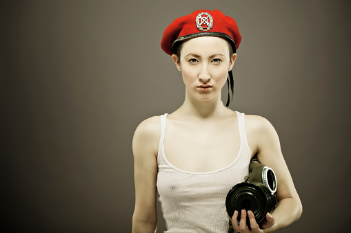 Mongolian military girl studio shoot