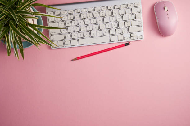 wireless keyboard coffee place of work top view of place of work  with coffee keyboard spider lily stock pictures, royalty-free photos & images