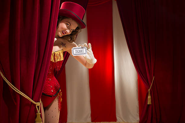 bilhetes, - circus burlesque ticket curtain imagens e fotografias de stock