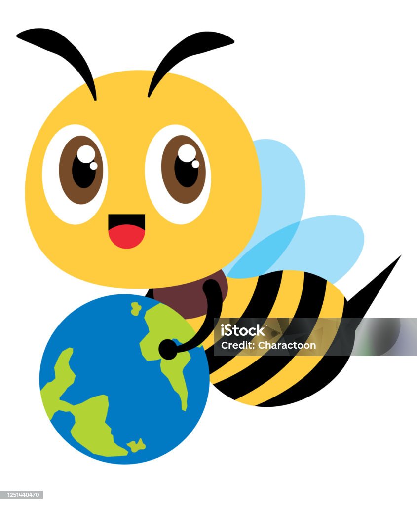 Save The Bee And Earth Cartoon Cute Bee Carrying A Little Earth To Educate  Human To Protect The Green Environment Vector Character Flat Art Stock  Illustration - Download Image Now - iStock