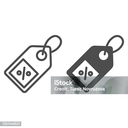 istock Shopping tag line and solid icon, market concept, Special offer sign on white background, Percent discount tag icon in outline style for mobile concept and web design. Vector graphics. 1251440521