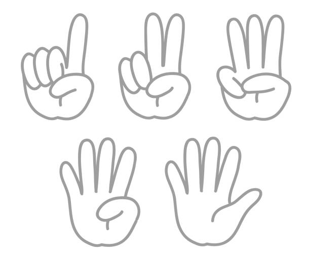 ilustrações, clipart, desenhos animados e ícones de gesto de mão, número - conjunto de sinais - hand sign human hand sign language three fingers
