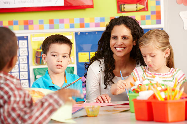 istock Group Of Elementary Age Schoolchildren In Art Class With Teacher 125144576