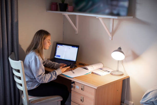 istock A thirteen-year-old girl doing school-work in her room at home. 1251446291