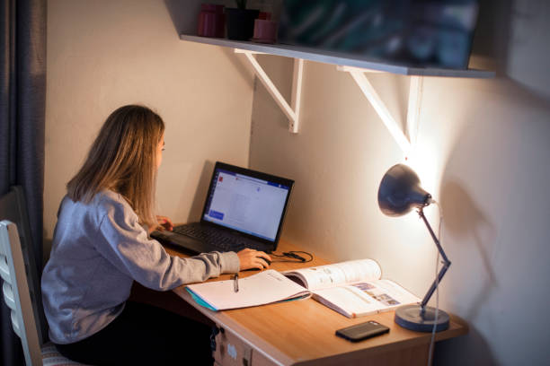 istock A thirteen-year-old girl doing school-work in her room at home. 1251446298