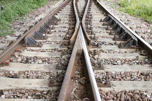 Iron rusty Railway tracks railroad for Trains