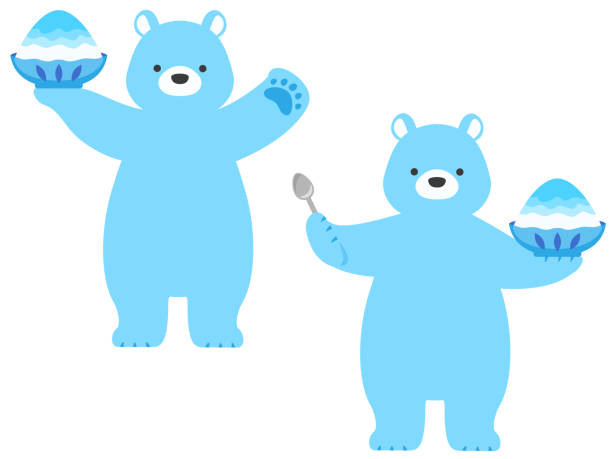 ilustracja niedźwiedzi polarnych z ogolonym lodem - white background food and drink full length horizontal stock illustrations