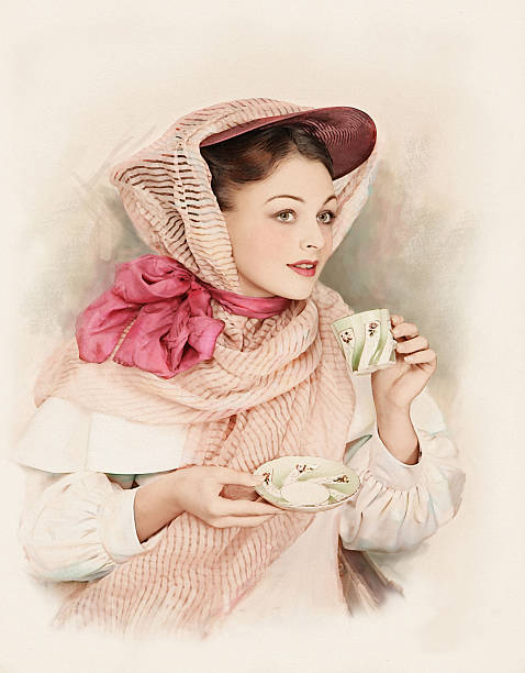 viktorianischen stil. tee-time. - old fashioned tea cup victorian style beauty stock-fotos und bilder
