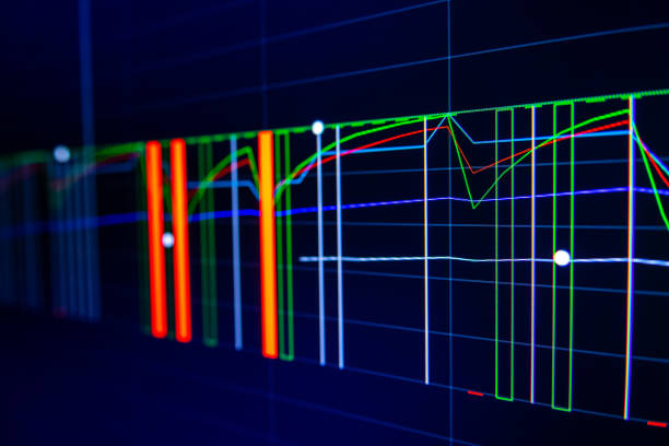 Stock exchange market graph on LED screen for business concept.