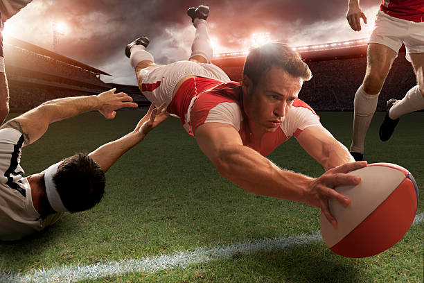 istock Rugby Player in Mid Air About To Score 125145113